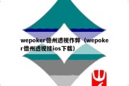 wepoker德州透视作弊（wepoker德州透视挂ios下载）